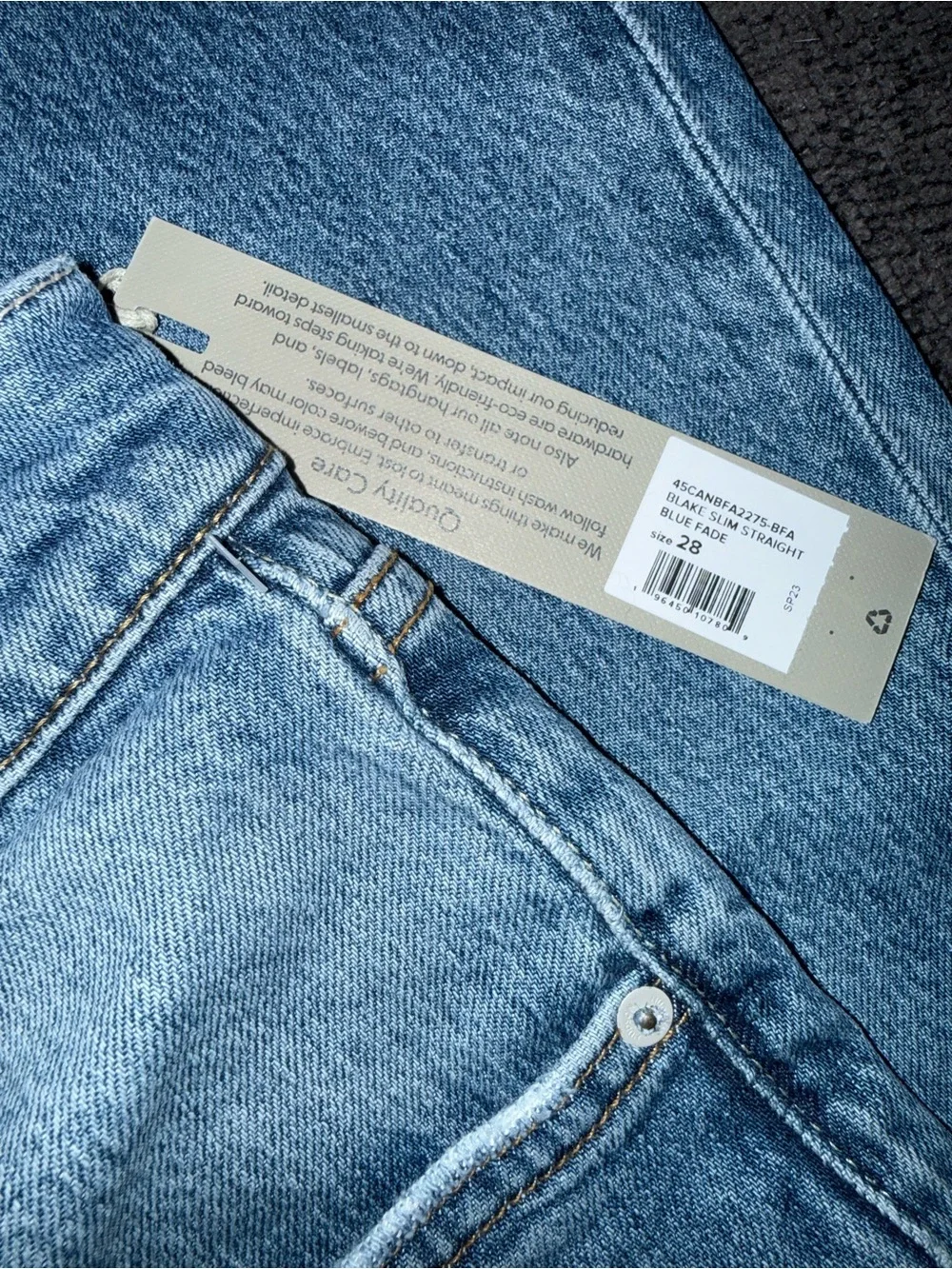 NWT Hudson Blake Slim Straight Jeans Men’s 28 Blue Fade Distressed